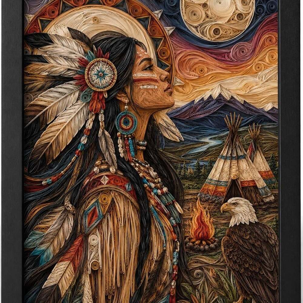 85 X 11 Black Framed Native American 9 Df 5
